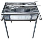Churrasqueira camping em inox com grelha e espetos tc001121-5