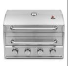 Churrasqueira de Embutir Híbrida Chaleur Brasil Dual Flame Inox 304 4 Queimadores 40.000 BTU Gás, Carvão e Defumação