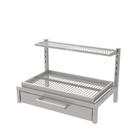 Churrasqueira De Inox Com porta Para Alvenaria 74X45 Grelha Uruguaia