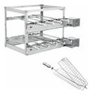 Churrasqueira Giratória Inox 9 Espetos 3 Andares 2 Motores Grill + Grelha