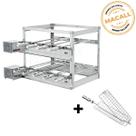 Churrasqueira Giratória Inox 9 Espetos 3 Andares 2 Motores Grill + Grelha