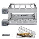 Churrasqueira Grill DUPLA Rotativa Inox - 9 Espetos Giratórios + Grelha Giratória Churrasqueira Grill DUPLA Rotativa Inox - 9 Espetos Giratórios + Grelha Giratória