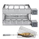 Churrasqueira Grill DUPLA Rotativa Inox - 9 Espetos Giratórios + Grelha Giratória Churrasqueira Grill DUPLA Rotativa Inox - 9 Espetos Giratórios + Grelha Giratória