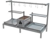 Churrasqueira Hotbox Parrilla Argentina Com Varal Para Alvenaria 118X45cm