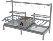 Churrasqueira Hotbox Parrilla Dupla Com Espetos e Varal Para Alvenaria 118X45cm