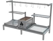 Churrasqueira Hotbox Parrilla Inox Dupla Com Varal Para Alvenaria 118X45cm
