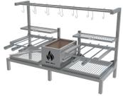 Churrasqueira Hotbox Parrilla Uruguaia Com Espetos e Varal Para Alvenaria 118X45cm