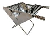Churrasqueira Inox 1 Grelha Tipo Maleta Camping Pesca