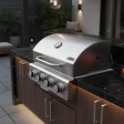 Churrasqueira Inox Gás 4 Queimadore Embutir Sobrepor Le Cook