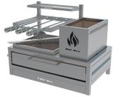 Churrasqueira Inox Parrilla de Bancada Grelha Uruguaia e Espetos 74x45cm