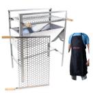 Churrasqueira Inox Portátil Grande robusta 2 Grelhas Inox e Avental Ideal para Churrasco 60cm