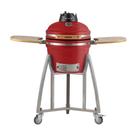 Churrasqueira Kamado Pequeno Rasco Vermelho C/ Grelha Aço Inox, Suporte E Mesas. Ideal P/ 5 Pessoas Vermelho