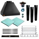 Churrasqueira Makeer Preta 3 Dutos Suporte Fundo 2571 G