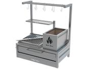 Churrasqueira Parrilla de Bancada Inox Com Grelha Argentina e Varal com Ganchos 74x45cm