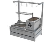 Churrasqueira Parrilla de Bancada Inox Com Grelha Uruguaia e Varal com Ganchos 74x45cm