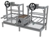 Churrasqueira Parrilla Uruguaia Para Alvenaria 118X45 Com Elevação e Espetos 118x45cm