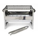 Churrasqueira Portátil Aço Inox 430 Com Pegador Multiuso