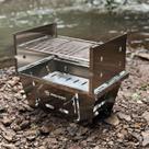 Churrasqueira Portátil Dobravel Maleta 3 Níveis de Altura Completa Toda Em Inox Camping Praia Lazer Com Bolsa de Transporte