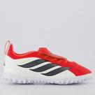 Chuteira Adidas Predator Club EL Society Juvenil Vermelha e Branca