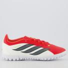Chuteira Adidas Predator Club Society Juvenil Vermelha e Branca