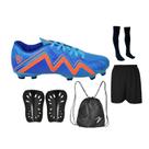Chuteira Campo Control Speed Gramado Travas Futebol Nova + Meião Short Caneleira Mochila