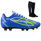 Chuteira de Futebol Masculina Campo Grama Natural Material Sintético + Meião