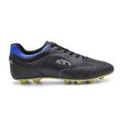 Chuteira EGM Masculina em Couro Flex Big Trava Fixa Preta e Azul