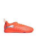 Chuteira Infantil Puma Futsal Future 9 Laranja Neon/Branco