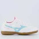 Chuteira Mizuno Regent IN Futsal Juvenil Branco e Azul
