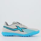 Chuteira oxn fusion grip 4 society pro pvc infantil - gelo/ciano/preto