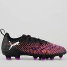 Chuteira Puma Future 8 Play FG/AG Juvenil Campo Preta e Laranja