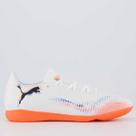 Chuteira Puma Future 8 Play IT Futsal Branca e Laranja Chuteira Puma Future 8 Play IT Futsal Branca e Laranja