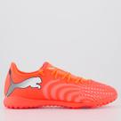 Chuteira Puma Future 9 Play TT Society Laranja e Branca