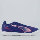 Chuteira Puma Ultra 5 Play Society Azul e Branca