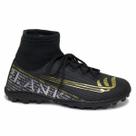 Chuteira Society Botinha Cano Alto Blank Star Preto Dourado com Solado Costurado 34 ao 45