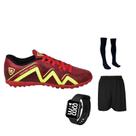 Chuteira Society Control Speed Adulto Juvenil Sosaite Gramado Sintético Costurada + Meião Short Esportivo Relógio