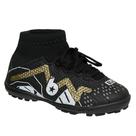 Chuteira Society Infantil Botinha Blank Preto Dourado com Solado Costurado 28 ao 33