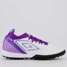 Chuteira Umbro Adamant Top Speed Club Society Branca e Roxa