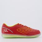 Chuteira Umbro BR Futsal Vermelha e Verde