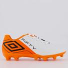 Chuteira Umbro Fifty VI Campo Juvenil Branca e Laranja Chuteira Umbro Fifty VI Campo Juvenil Branca e Laranja