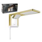 Chuveiro Acqua Duo Ultra Lorenzetti Branco e Dourado Fosco Com Espalhador Extra Largo e Tecnologia Loren Ultra Banho Quente de Qualidade e Confortável