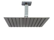 Chuveiro Ducha Slim 25x25 Cm Cromado em Inox 304 com Braço Suporte de Teto 10 Cm