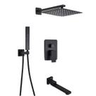 Chuveiro Moderno Luxo Monocomando Parede 4 Peças Preto 30cm Misturador Duchinha Preto Fosco Elegante Modelo Registro Alto Padrão Premium Quadrado