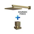 Chuveiro Quadrado Dourado Fosco + 1 Acabamento Para Registro