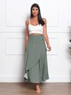Cibelly Moda saia envelope de bolinho verde millitar