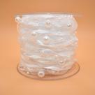 Cinta de Perlas Artificiales de Abalorios con Organza 10m Blanca