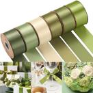 Cinta de Satén Lyrow 200 m Verde Salvia 1.5 cm x 6 Rollos Ramo