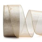 Cinta Decorativa ALTIER 2,5" x 36,5 m Oro Champán con Alambre
