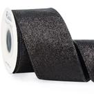 Cinta Decorativa Ribbli de 6.5 cm x 9.1 m Negra con Brillo y Alambre
