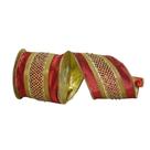 Cinta Decorativa Vickerman 10 cm x 4.5 m Roja con Borde Alambre